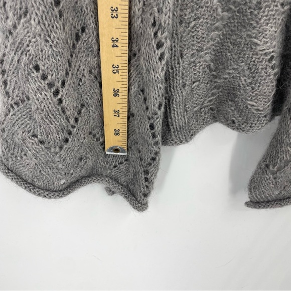 Garnet Hill Alpaca blend open long duster cardigan knit crochet sweater gray M - Picture 5 of 6